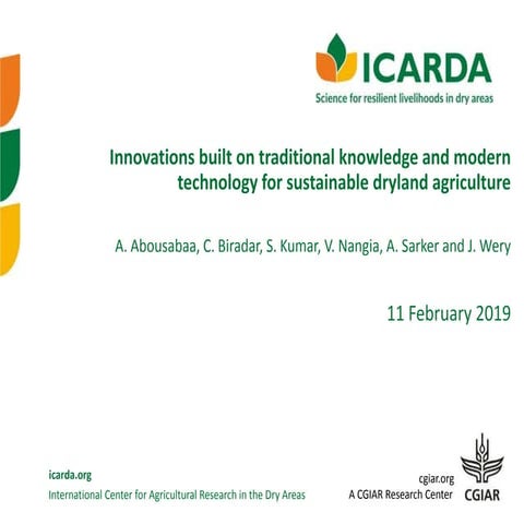 Innovations built on traditional knowledge and modern technology for sustaina...