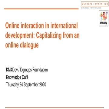 Online interaction in international development: Capitalizing from an online ...