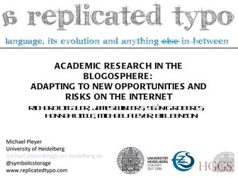 Academic Research in the Blogosphere: Adapting to New Risks and Opportunities...
