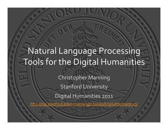 Natural Language Processing Tools for the Digital Humanities