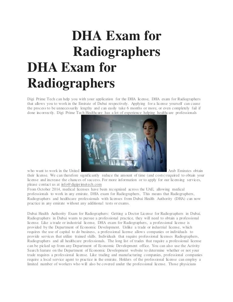 DHA exam for Doctors DHA exam registration for radiographers
