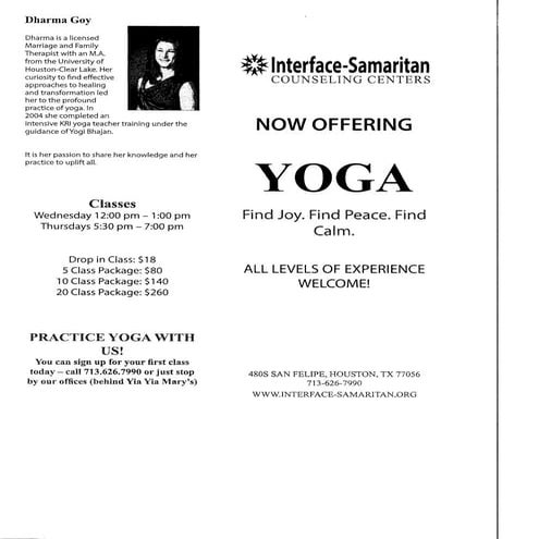 Dharma's brochure & card