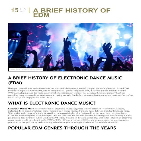 A Brief History of Electric Dance Music (EDM