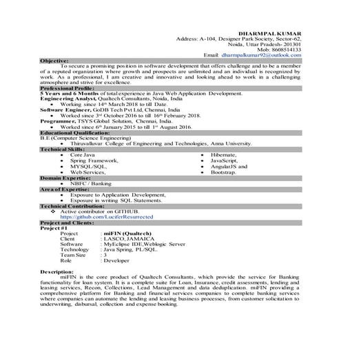 Dharmpal java resume | DOCX image.