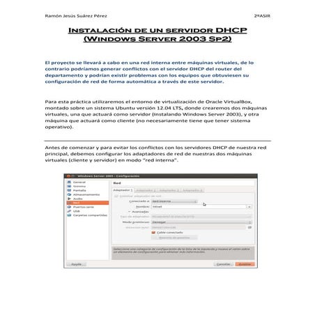 Instalación de servidor DHCP en Windows Server 2003 | PDF