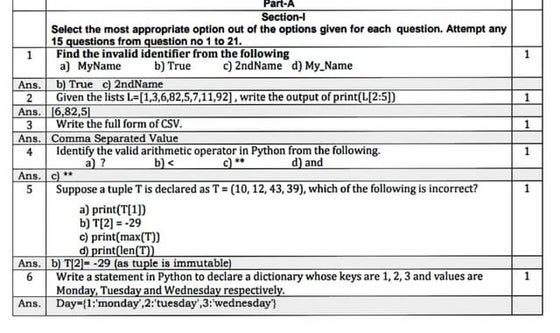 Class 12 computer sample paper with answers