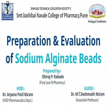 Preparation and evaluation of Sodium alginate beads by ion gelation method by...