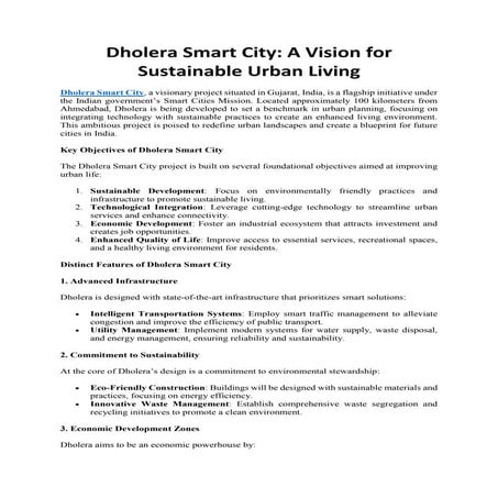 Dholera Smart City Revolutionizing Urban Planning and Design for a ...