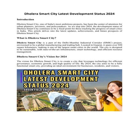 Dholera Smart City Latest Development Status 2024.pdf