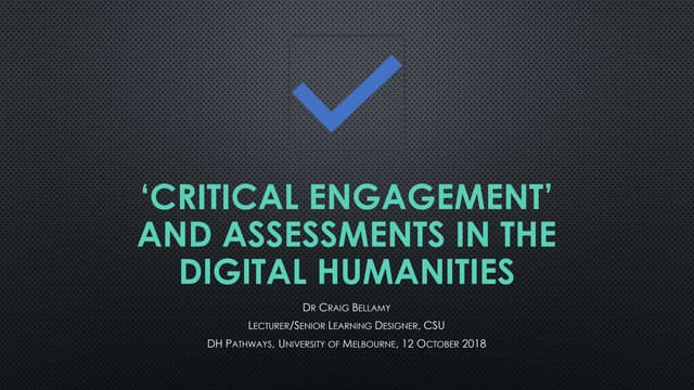 Digital Humanities Pathways Semiar: University of Melbourne