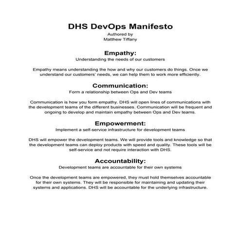 DHS DevOps Manifesto | PDF