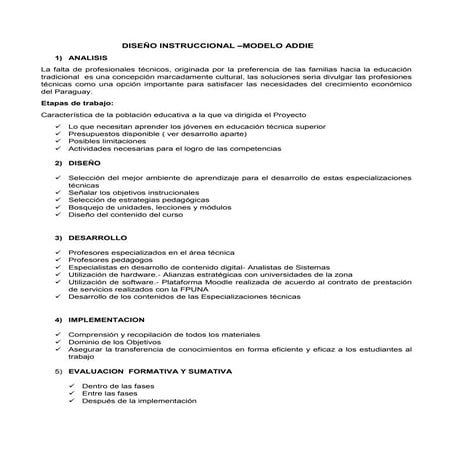 DISEÑO INSTRUCCIONAL –MODELO ADDIE