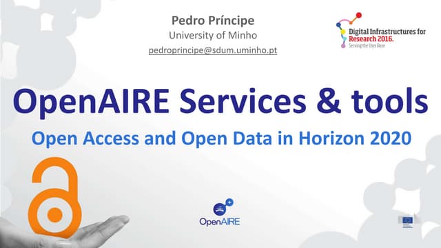 OpenAIRE services and tools - presentation at #DI4R2016