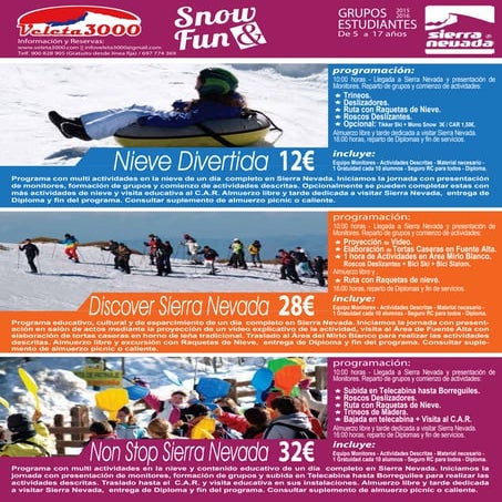 Dia actividades Snow and Fun en Sierra Nevada Temporada 2015 2016