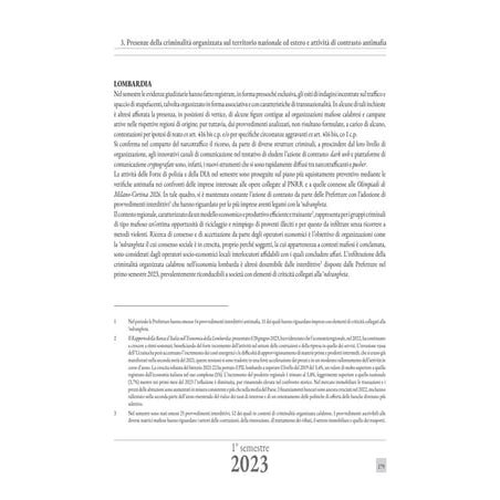 Relazione DIA - I semestre 2023 Lombardia