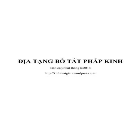 Địa Tạng Bồ Tát Pháp Kinh (Nguồn: Cư Sĩ Huyền Thanh)