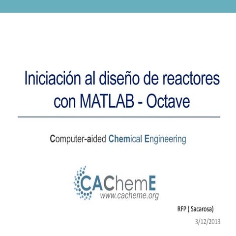 Reactor de flujo piston con MATLAB Octave