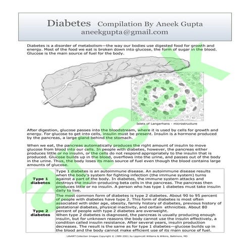 Diabetes   A Synopsis By Aneek Gupta