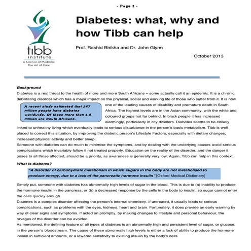 Type 1 Diabetes Powerpoint | PPTX
