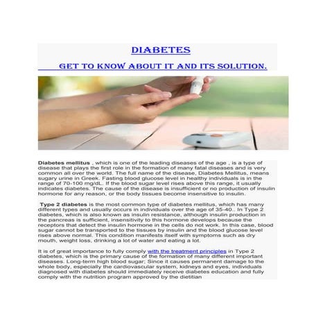 Diabetes mellitus symtoms and prevention | PDF