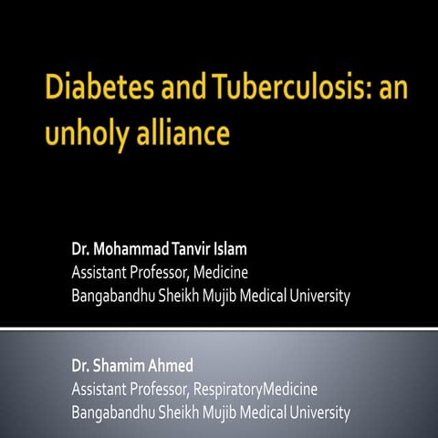 Diabetes and tuberculosis, An Unholy Alliance