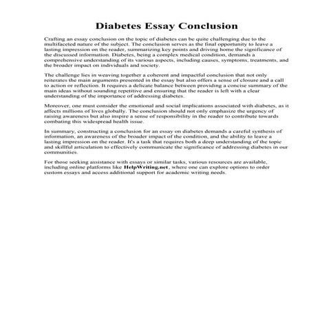 Diabetes Essay Conclusion