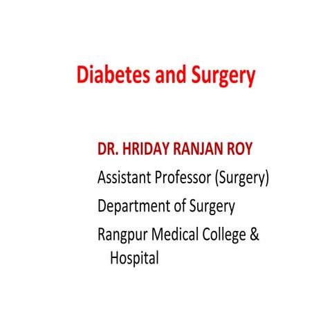 Diabetes in surgery (evidence based management protocol)