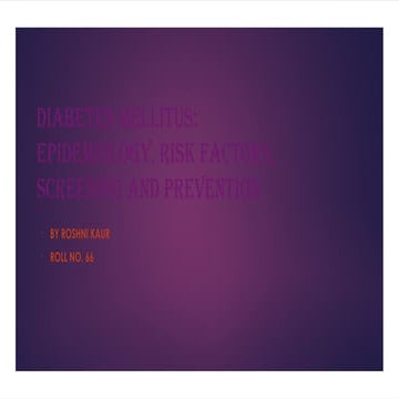 Prevention & control of diabetes | PPTX