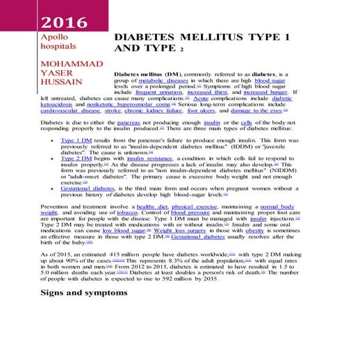 Type 1 diabetes mellitus | PPTX