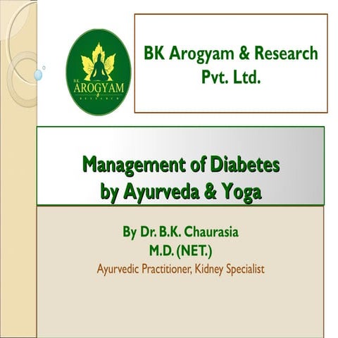 Management of Diabetes by Ayurveda & Yoga | Treatment and Medicine | BK Arogyam