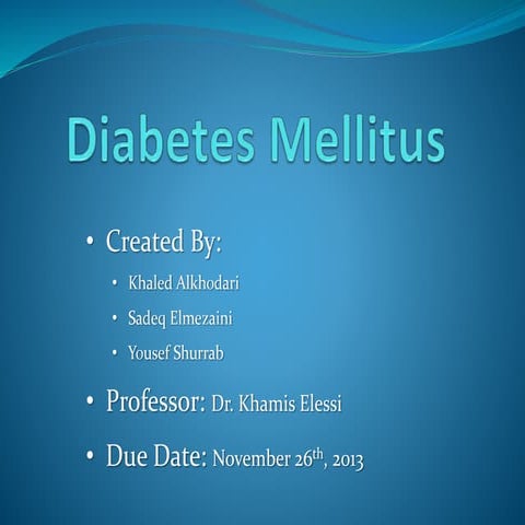Type 2 Diabetes Mellitus: Overview, Management, and Prevention | PPTX