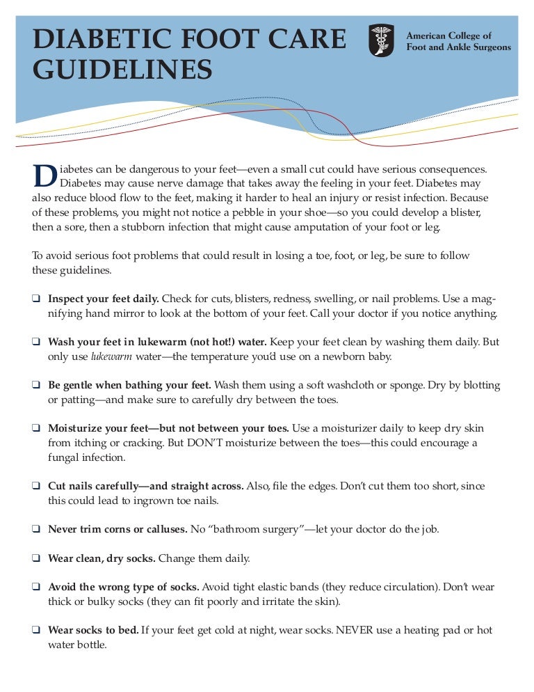 Diabetic foot care guidlines