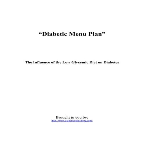 Diabetic menu plan