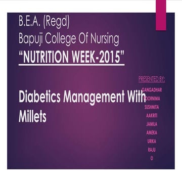 Diabetis management with millet