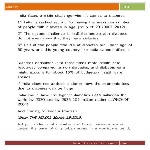 Diabtes notes whd 2016