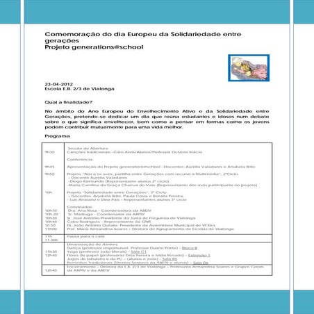 Dia europeu da solidariedade entre gerações 23abril