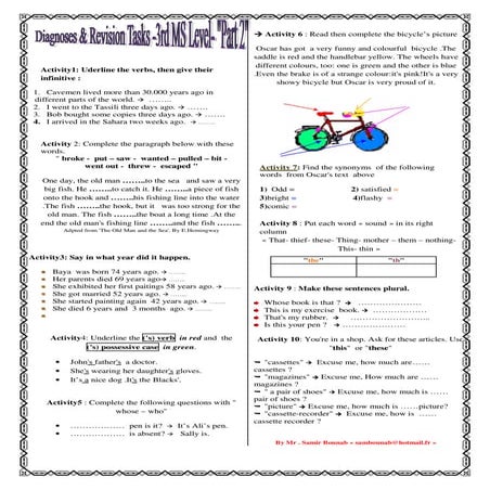 Diagnoses & revision exercises for the 3rd ms level  part 2-