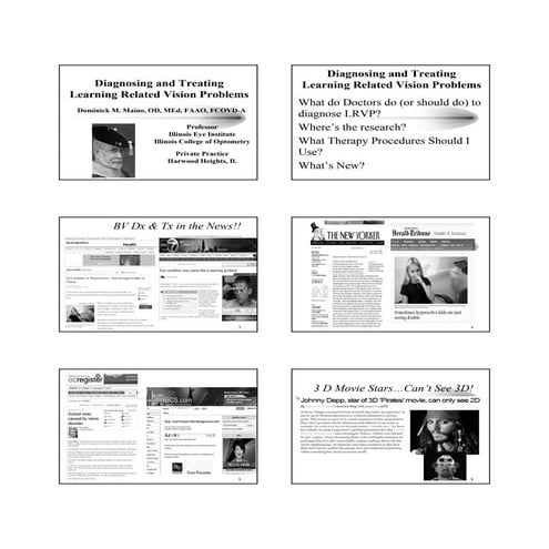 Diagnosing learning related vision problems