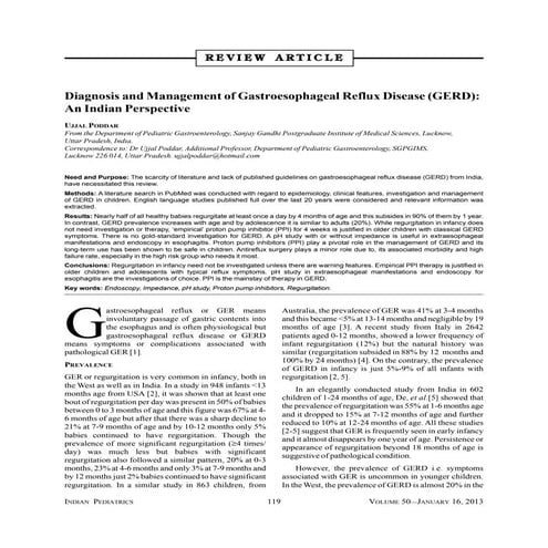 Diagnosis and management of gastroesophageal reflux disease (gerd) jan ...