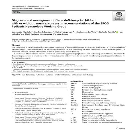 Approach to Iron Deficiency Anemia in Children | PPTX
