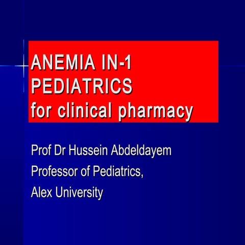 Diagnosis of anemia part 1