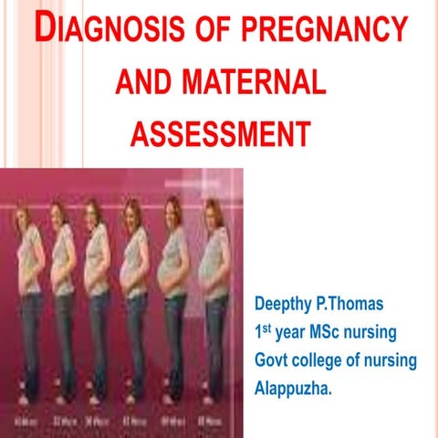 Diagnosis of pregnancy and maternal assessment
