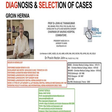 Diagnosis & selection for treatment of inguinal hernias