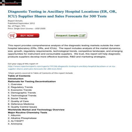 Diagnostic Testing in Ancillary Hospital Locations (ER, OR, ICU) Supplier Sha...