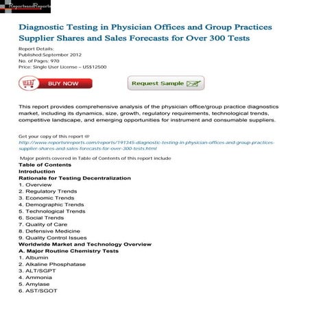 Diagnostic Testing in Physician Offices and Group Practices Supplier Shares a...