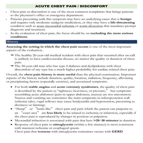 Diagnostic approach of the adult with chest pain (2020)