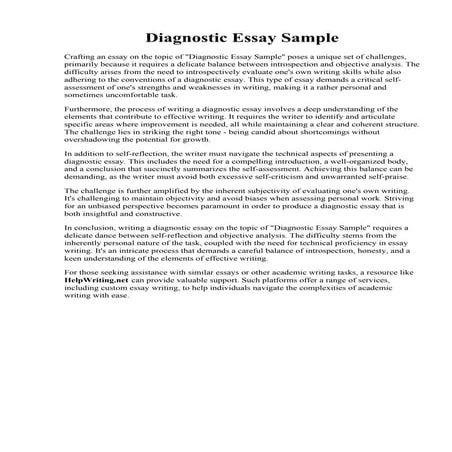 Diagnostic Essay Sample. How to Write a Diagnostic Essay  CustomEssayMeister.com