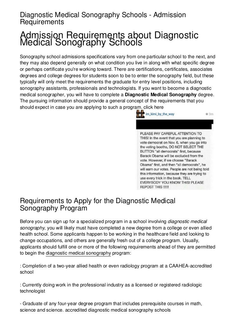 Diagnostic Medical Sonography Schools Admission Requirements
