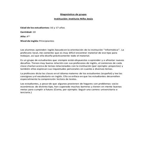 Diagnostico de grupo secundario