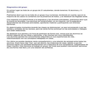Diagnostico del grupo